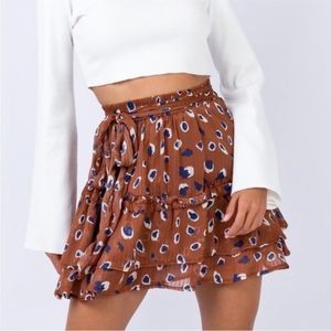 Princess Polly Worton Mini Skirt Brown Blue